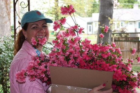 Ruth with azaleas from my yard.